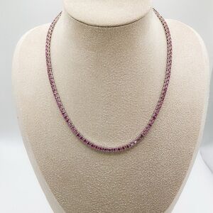 Elegant Pink MOISSANITE Tennis Necklace